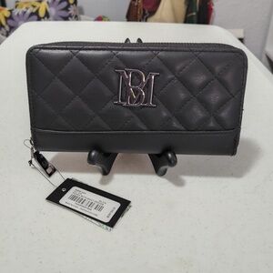 Brand New Black On Black Zip Around Wallet